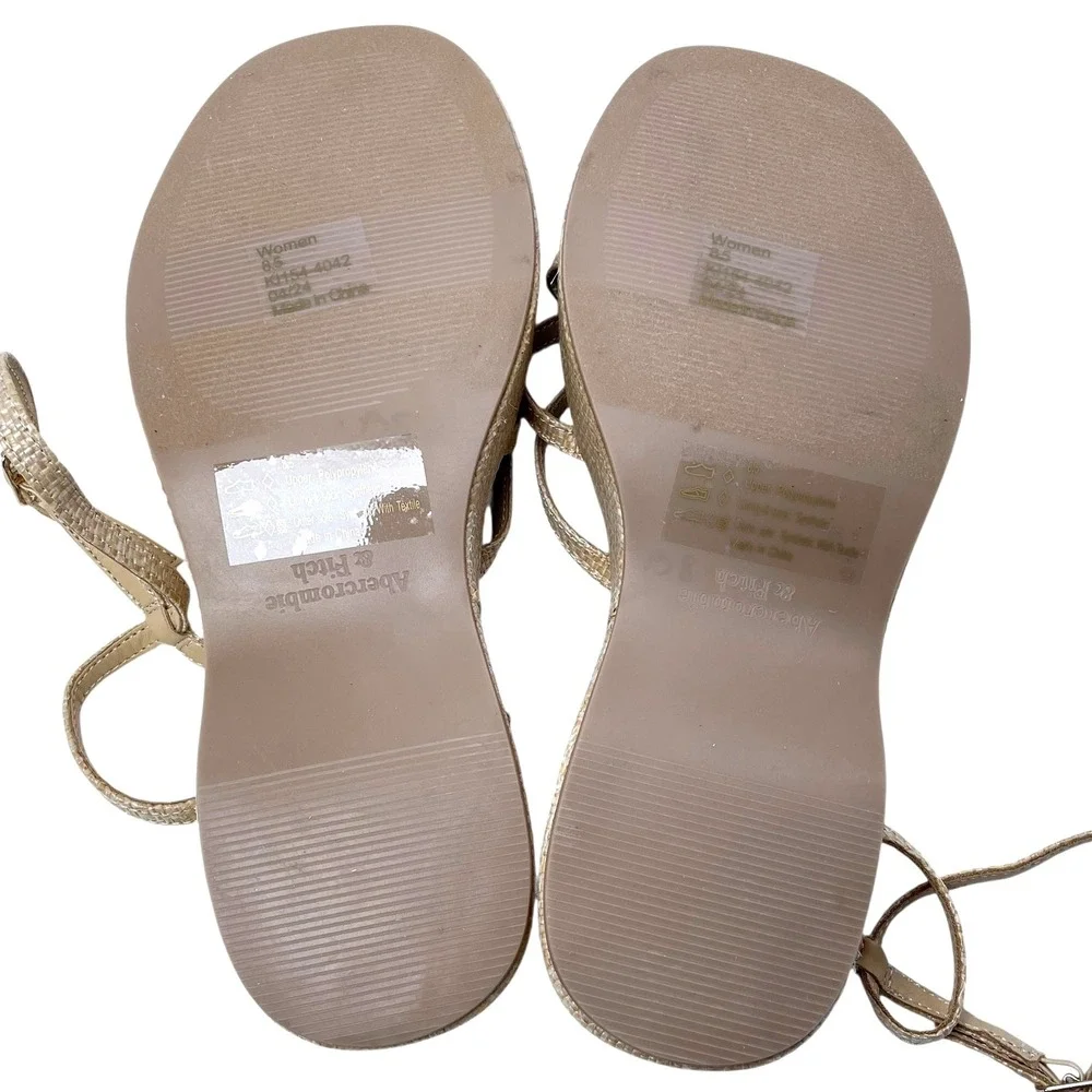 Abercrombie & Fitch Women's Platform Sandal‎ Heels Woven Strappy Sz 8.5 EUC